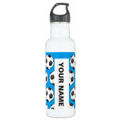 Fußbalballmuster mit personalisiertem Namen Edelstahlflasche (Vorderseite)