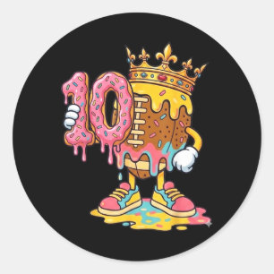 Fußball 10. Geburtstag Eis Drip Zehn Jahre Runder Aufkleber
