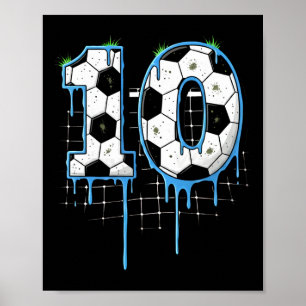 Fußball 10 Jahre alte Eiscreme-Drip-Jugend 10. Geb Poster