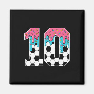 Fußball 10 Jahre alte Eisdiele Jugend 10. Geburtst Magnet