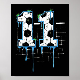 Fußball 11 Jahre alte Eiscreme-Tropf-Jugend 11. Ge Poster