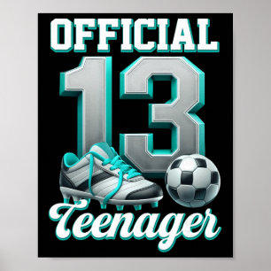 Fußball 13 Jahre alter Geburtstag Junge Dreizehn O Poster