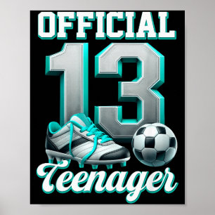 Fußball 13 Jahre alter Geburtstag Junge Dreizehn T Poster