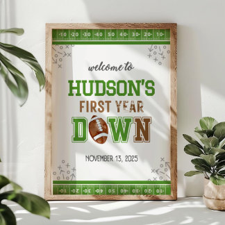 Fußball 1. Geburtstag Begrüßung erstes Jahr DowN Poster