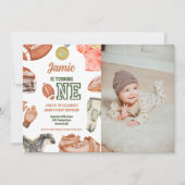 Fußball 1. Geburtstag Boys Wasserfarbe Einladung (Vorderseite)