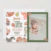 Fußball 1. Geburtstag Boys Wasserfarbe Einladung (Vorderseite)