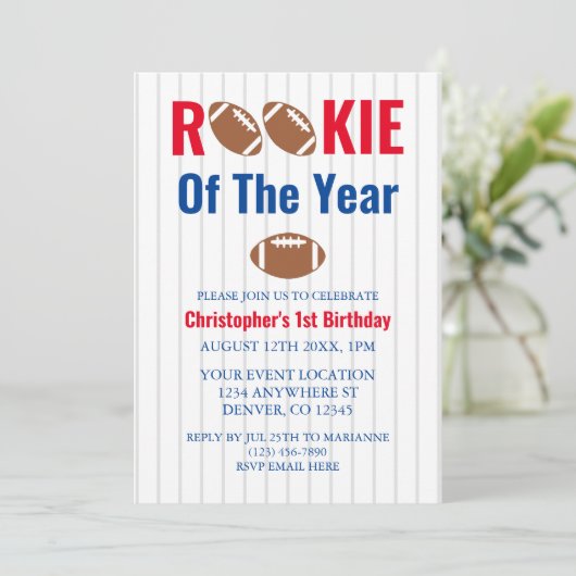 Fußball 1. Geburtstag Einladung (Stehend Vorderseite)