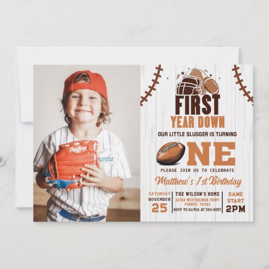 Fußball 1. Geburtstag Einladung (Vorderseite)