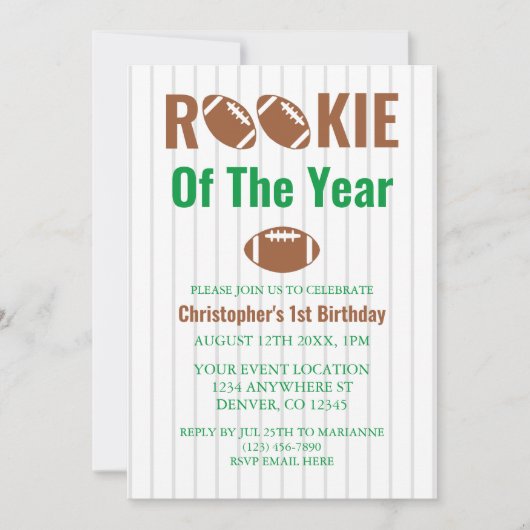 Fußball 1. Geburtstag Einladung (Vorderseite)