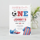 Fußball 1. Geburtstag Einladung (Stehend Vorderseite)