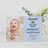 Fußball 1. Geburtstag Einladung (Stehend Vorderseite)