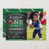 Fußball 1. Geburtstag Foto Einladung Black (Vorne/Hinten)