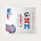 Fußball 1. Geburtstag Foto Hintergrund Wandteppich (Vorderseite (Horizontal))