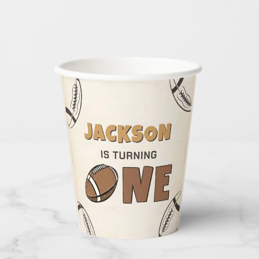 Fußball 1. Geburtstag Papier Cups Pappbecher (Vorderseite)