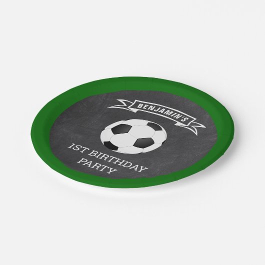 Fußball 1. Geburtstag Party Pappteller (Schrägansicht)