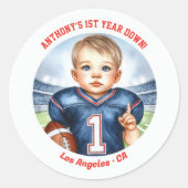 Fußball 1. Geburtstag Runder Aufkleber (Vorderseite)