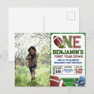 Fußball 1. Jahr Down Foto Geburtstag Postkarte