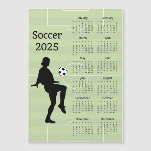 Fußball 2025 Kalender Magnetkarte (Vorderseite)