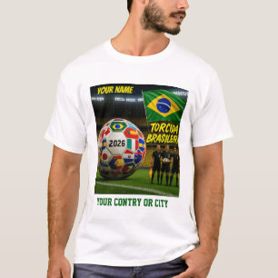 Fußball 2026 Futbol Brasil Benutzerdefinierter Län T-Shirt