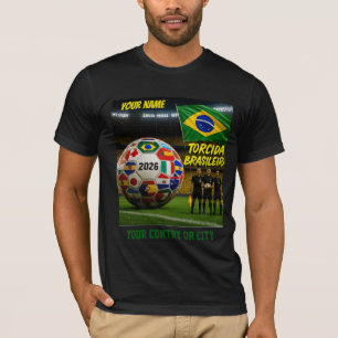 Fußball 2026 Futbol Brasil Benutzerdefinierter Län T-Shirt