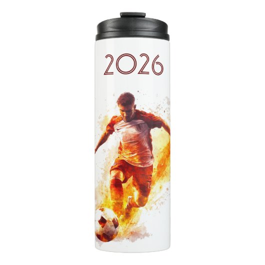 Fußball 2026 in Flammen Thermosbecher (Vorderseite)