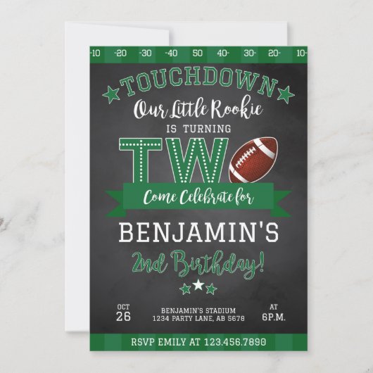 Fußball 2. Geburtstag Einladung Black (Vorderseite)