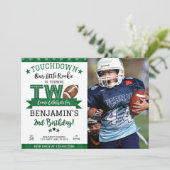 Fußball 2. Geburtstag Foto Einladung White (Stehend Vorderseite)