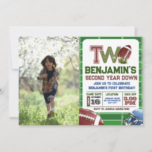 Fußball 2. Jahr nach unten Foto Geburtstag Einladung