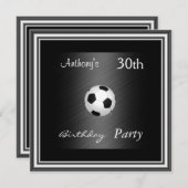 Fußball 30. Geburtstag Party Silber Einladung (Vorne/Hinten)