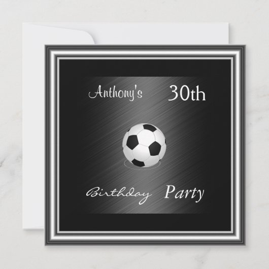 Fußball 30. Geburtstag Party Silber Einladung (Vorderseite)