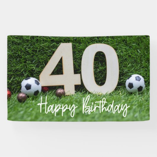 Fußball 40. Geburtstag auf grünem Gras Banner (Horizontal)