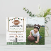 Fußball 4. Geburtstag Party Foto Einladung (Stehend Vorderseite)