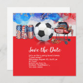 Fußball 4. Juli Unabhängigkeitstag Amerika Einladung (Vorne/Hinten)