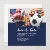 Fußball 4. Juli Unabhängigkeitstag Amerika Save The Date (Vorne/Hinten)