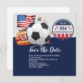 Fußball 4. Juli Unabhängigkeitstag Amerika Save The Date (Vorne/Hinten)