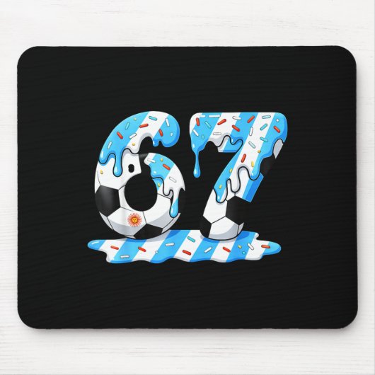 Fußball 67 Argentinien-Flagge Sechs Sieben Lustig  Mousepad (Vorne)