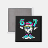 Fußball 67 Six Seven Lustiges Gen Alpha Meme Drip Magnet (Vorderseite/Rückseite)