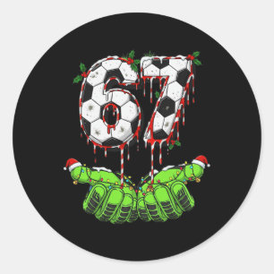 Fußball 67 Six Seven Lustiges Gen Alpha Meme Drip Runder Aufkleber