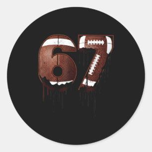 Fußball 67 Six Seven Lustiges Gen Alpha Meme Drip Runder Aufkleber