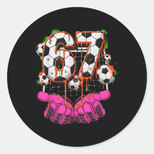 Fußball 67 Six Seven Lustiges Gen Alpha Meme Drip  Runder Aufkleber