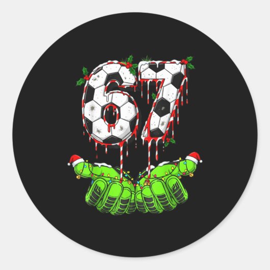 Fußball 67 Six Seven Lustiges Gen Alpha Meme Drip Runder Aufkleber (Vorderseite)