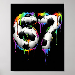 Fußball 67 Six Seven Lustiges Gen-Alpha-Meme Regen Poster
