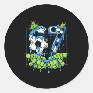 Fußball 67 Six Seven Meme Jungen Teenager Kinder G Runder Aufkleber