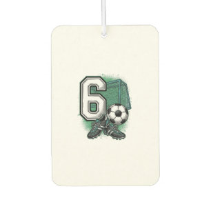 Fußball 6. Geburtstag Vintage Gravur Shirt Design Autolufterfrischer