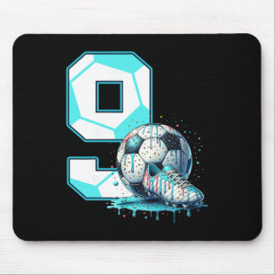Fußball 9. Geburtstag 9 Jahre alte Eiscreme-Drip-B Mousepad