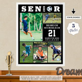Fußball-Absolventen-Abschluss 5-Foto-Collage Poster