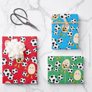 Fußball-Äghead-Muster Geschenkpapier Set