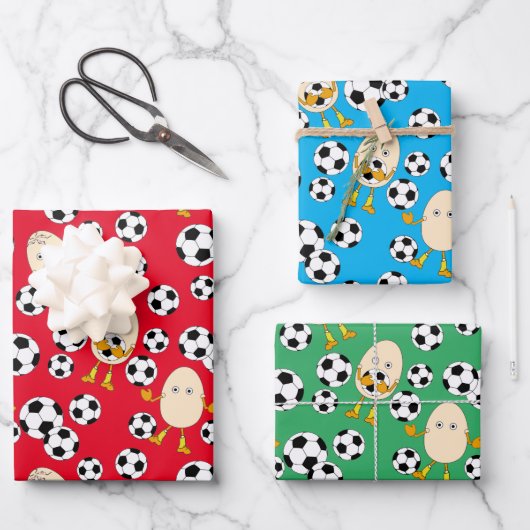 Fußball-Äghead-Muster Geschenkpapier Set (Vorderseite)
