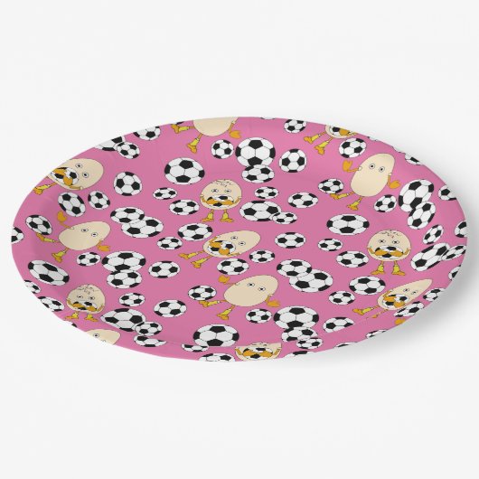 Fußball-Äghead-Muster Pappteller (Schrägansicht)