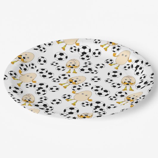 Fußball-Äghead-Muster Pappteller (Schrägansicht)